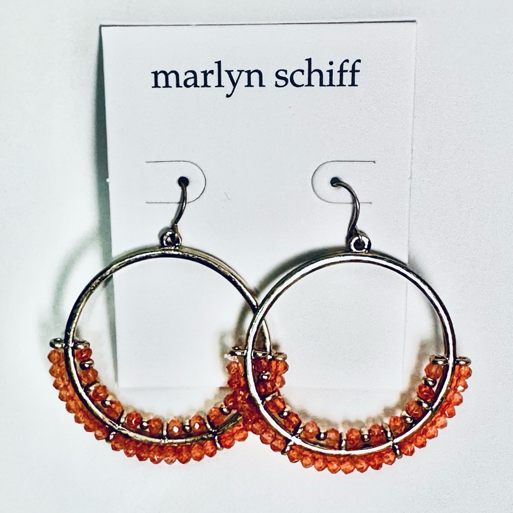 Marlyn Schiff Orange Beaded Hoop Earrings